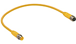 Sensor actuator cable, M12-cable plug, straight to M12-cable socket, straight, 8 pole, 5 m, TPE, yellow, 4 A, 1832
