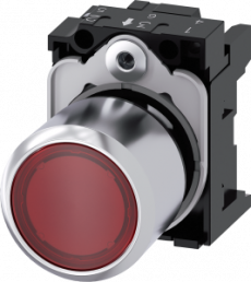 Pushbutton, red, illuminated  (red), mounting Ø 22.3 mm, IP66/IP67/IP69/IP69K, 3SU1251-0EB20-0AA0