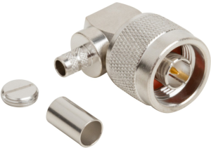 N plug 50 Ω, RG-8X, LMR-240, Belden 9258, solder connection, angled, 172219