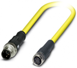 Sensor actuator cable, M12-cable plug, straight to M8-cable socket, straight, 3 pole, 0.5 m, PVC, yellow, 4 A, 1406295