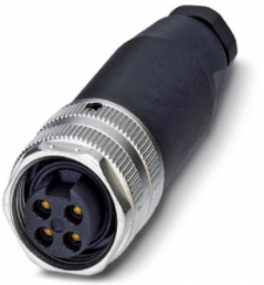 Socket, 4 pole, screw connection, screw locking, straight, 1521342