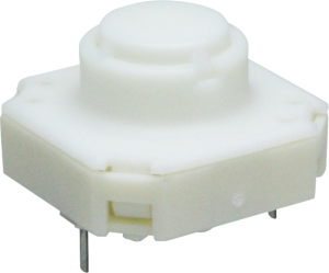 Short-stroke pushbutton, 1 Form A (N/O), 100 mA/35 V AC/DC, unlit , actuator (white, L 4.9 mm), 2.9 N, THT