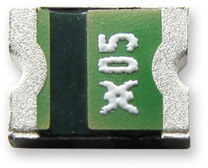 PTC fuse, resettable, SMD 1210, 30 V (DC), 10 A, 150 mA (trip), 50 mA (hold), RF1350-000