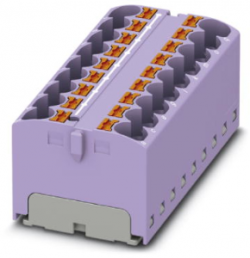 Distribution block, push-in connection, 0.2-6.0 mm², 18 pole, 32 A, 6 kV, purple, 3273982