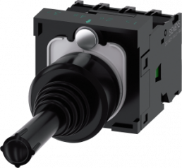 Coordinate switch, 22 mm, round, plastic, black, 1NO, 1 NO, 1 NO, 1 NO