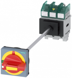 Emergency stop load-break switch, Rotary actuator, 3 pole, 63 A, 690 V, (W x H x D) 75 x 106 x 408 mm, front installation/DIN rail, 3LD5210-0TK13