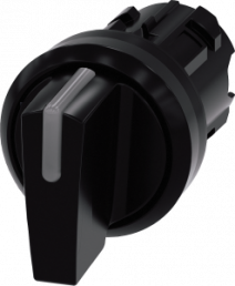 Toggle switch, illuminable, latching, waistband round, black, front ring black, 2 x 45°, mounting Ø 22.3 mm, 3SU1002-2BL10-0AA0