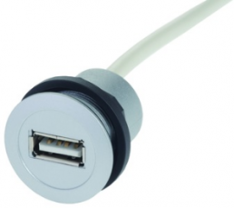 USB 2.0 Cable for front panel mounting, USB socket type A to USB plug type A, 4 m, silver
