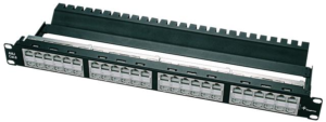 Patch panel, 48 x RJ45, (W x H x D) 480 x 44 x 115 mm, black, 100007040