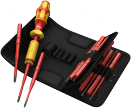 VDE screwdriver kit, PH1, PH2, PZ1, PZ2, 2.5 mm, 3.5 mm, 4 mm, 5.5 mm, T10, T15, T20, T25, 1 mm, 2 mm, 1.2-3.0 Nm, Phillips/Pozidriv/slotted/hexagon/TORX, 05135906001