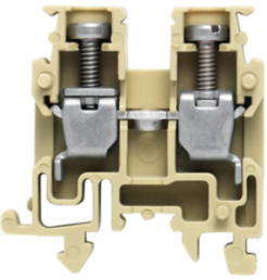 Through terminal block, screw connection, 0.5-2.5 mm², 2 pole, 24 A, beige/yellow, 0175960000