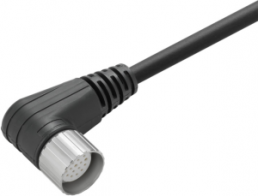 Sensor actuator cable, M23-cable socket, angled to open end, 19 pole, 15 m, PUR, black, 8 A, 1818141500