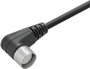 Sensor actuator cable, M23-cable socket, angled to open end, 19 pole, 10 m, PUR, black, 8 A, 1818141000