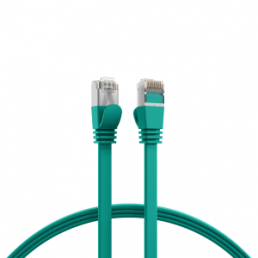 Patch cable with flat cable, RJ45 plug, straight to RJ45 plug, straight, Cat 6A, U/FTP, PVC, 0.25 m, green