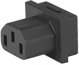 Built-in appliance socket F, 3 pole, snap-in, plug-in connection, black, 4788.3100