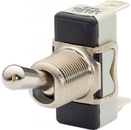 Toggle switch, metal, 1 pole, latching, On-Off-On, 2 A/250 VAC, 1 A/30 VDC, silver-plated, 1019C