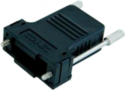D-Sub connector housing, size: 3 (DB), straight 180°, cable Ø 12 mm, plastic, black, 165X14529XE