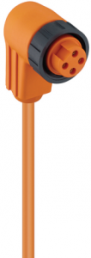 Sensor actuator cable, 7/8"-cable socket, angled to open end, 4 pole, 5 m, PVC, orange, 9 A, 13756