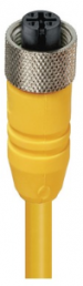 Sensor actuator cable, M12-cable socket, straight to open end, 4 pole, 1 m, PUR, yellow, 4 A, 103683