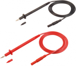 Measuring lead with (plug, spring-loaded, straight) to (straight), 1 m, black/red, PVC, 1.0 mm², CAT III