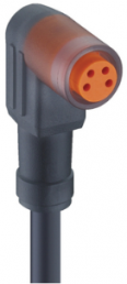 Sensor actuator cable, M8-cable socket, angled to open end, 4 pole, 3 m, PUR, black, 2 A, 59908