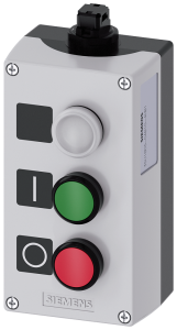 AS-Interface enclosure, 2 pushbutton green/red, 1 indicator lamp white, 1 Form A (N/O) + 1 Form B (N/C), 3SU1803-0AB10-4HB1