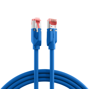 Patch cable, RJ45 plug, straight to RJ45 plug, straight, Cat 6A, S/FTP, LSZH, 1 m, blue