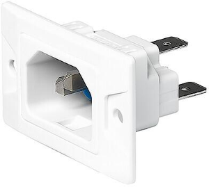 Plug C14, 3 pole, screw mounting, plug-in connection, white, 3-134-902