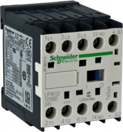 Power contactor, 3 pole, 6 A, 400 V, 3 Form A (N/O), coil 24 VDC, solder connection, LP1K06015BD