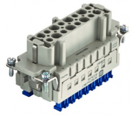 Socket contact insert, 16B, 16 pole, equipped, cage clamp terminal, with PE contact, 09332162748