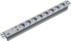 Outlet strip, 8-way, 2 m, 16 A, with surge protection, gray, 691687