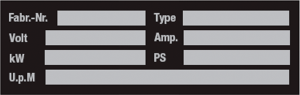 Rating sign, (W) 60 mm, aluminum, 084.97-8-20X60-A/8