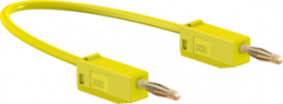 Measuring lead with (2 mm plug, spring-loaded, straight) to (2 mm plug, spring-loaded, straight), 150 mm, yellow, PVC, 0.5 mm², CAT O