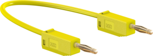Measuring lead with (2 mm plug, spring-loaded, straight) to (2 mm plug, spring-loaded, straight), 450 mm, yellow, PVC, 0.5 mm², CAT O