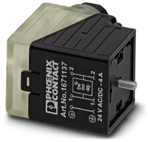 Valve connector, DIN shape A, 3 pole, 24 V, 0.34-1.5 mm², 1671137