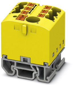 Distribution block, push-in connection, 0.14-4.0 mm², 7 pole, 24 A, 8 kV, yellow, 3274172