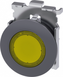 Pushbutton, unlit, waistband round, yellow, mounting Ø 22.3 mm, 3SU1061-0JA30-0AA0