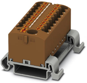 Distribution block, push-in connection, 0.14-4.0 mm², 19 pole, 24 A, 8 kV, brown, 3273252