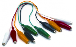 Test lead set with (crocodile clip) to (crocodile clip), 300 mm, black/red/yellow/green/white, PVC
