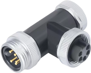Adapter, 2 x 7/8-16 (5 pole, plug/socket) to 7/8-16 (5 pole, socket), T-shape, 09 2475 100 05