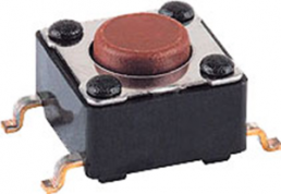 Short-stroke pushbutton, 1 Form A (N/O), 12 V AC/DC, unlit , actuator (brown), 1.6 N, SMD
