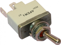 Toggle switch, metal, 1 pole, latching, On-Off-On, 15 A/28 VDC, silver-plated, 3539-021N000