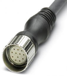 Sensor actuator cable, M23-cable socket, straight to open end, 12 pole, 5 m, PUR, black, 1684014