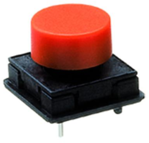 Short-stroke pushbutton, 1 Form A (N/O), 125 mA/48 VDC, unlit , 2.5 N, THT