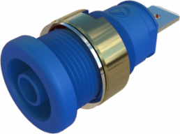 4 mm panel socket, flat plug connection, mounting Ø 12.2 mm, CAT III, blue, SEB 2620 F6,3 NI BL