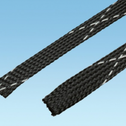 Plastic braided sleeve, inner Ø 3.2 mm, range 2.4-6.4 mm, black, halogen free, -70 to 125 °C