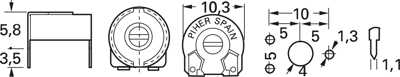 PT 10 LV 1K0 Piher Trimmer Potentiometers Image 2