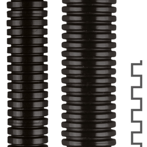 Corrugated hose, inside Ø 47 mm, outside Ø 54.5 mm, BR 100 mm, polyamide, gray