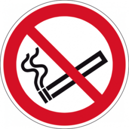 Prohibition sign, symbol: no smoking, Ø 100 mm, plastic, 056.01-9-R