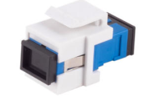 Fiber optic connector, SC simplex socket to SC simplex socket, OS1/OS2, singlemode, ceramic, blue, BS08-10210